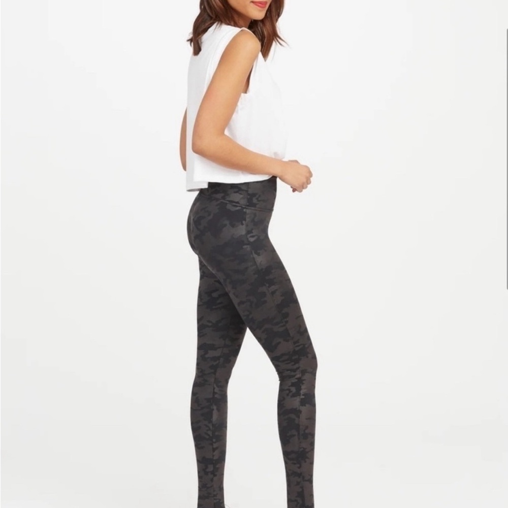 Spanx Faux Leather Camo Leggings